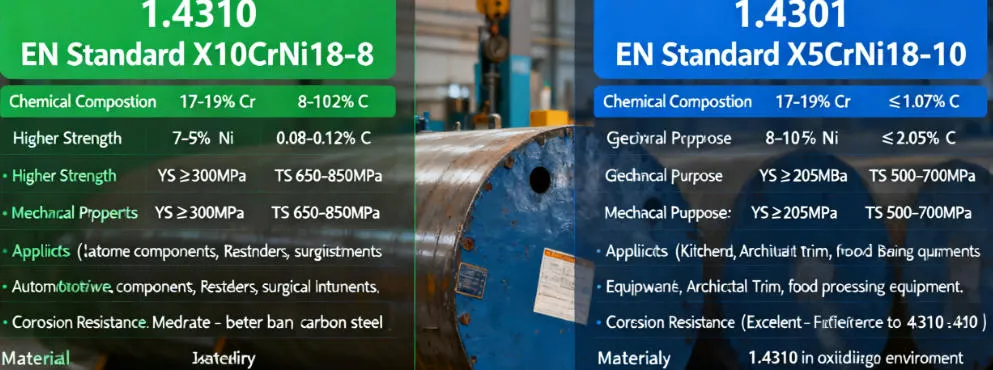1.4310 vs 1.4301 stainless steel: Composition 1.4310 vs 1.4301 stainless steel: Composition